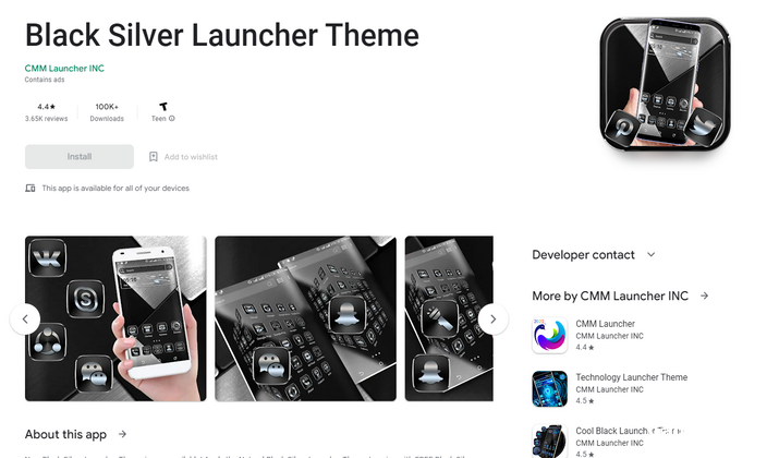 Прикольные темы на андроид 2025 4 Black Silver Launcher Theme