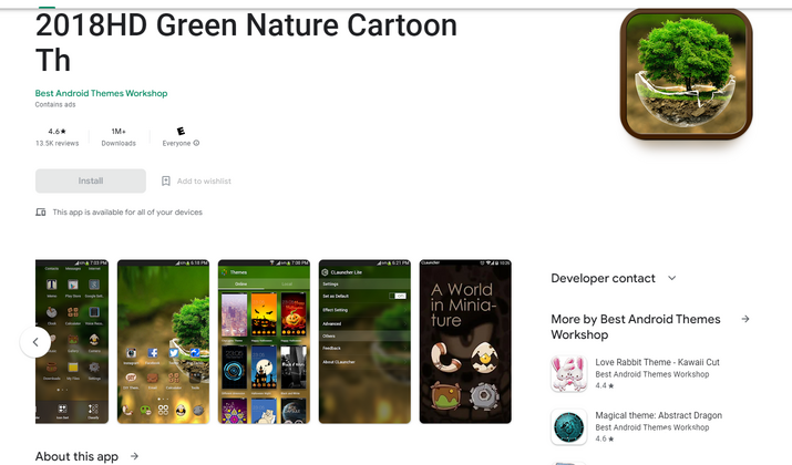 Прикольные темы на андроид 2025 7 Green Nature Cartoon Theme