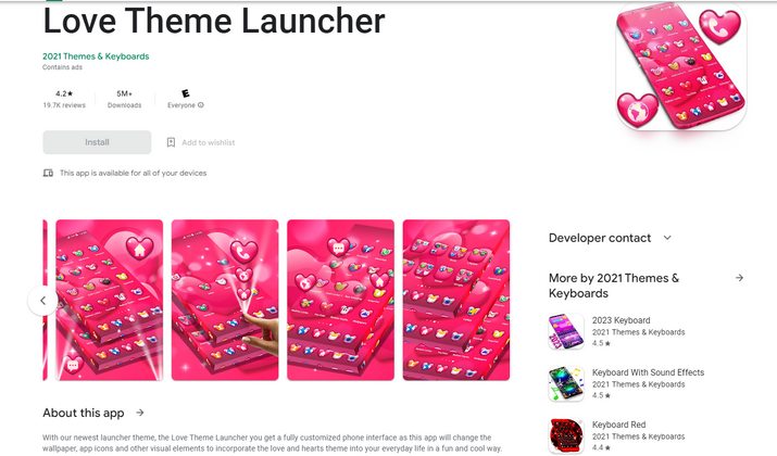 Прикольные темы на андроид 2025 8 Love Theme Launcher