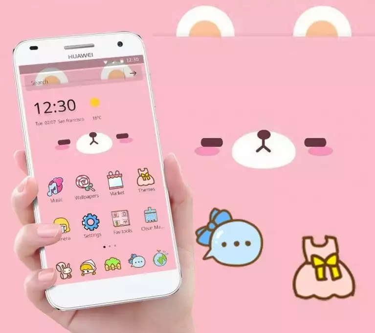 Pink Cute Cartoon Bear Theme 