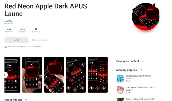 Прикольные темы на андроид 2025 3 Red Neon Apple Dark Theme