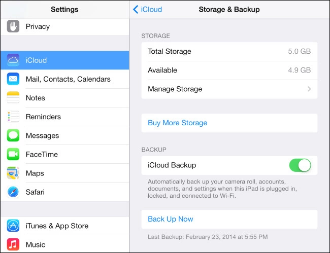 back up ipad icloud