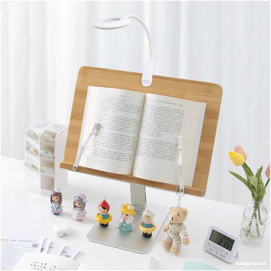 Wooden Hand-Free Book Stand Lamp-$160
